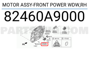 Hyundai / KIA 82460A9000 MOTOR ASSY-FRONT POWER WDW,RH