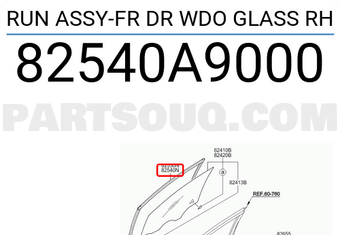 Hyundai / KIA 82540A9000 RUN ASSY-FR DR WDO GLASS RH