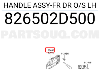 Hyundai / KIA 826502D500 HANDLE ASSY-FR DR O/S LH