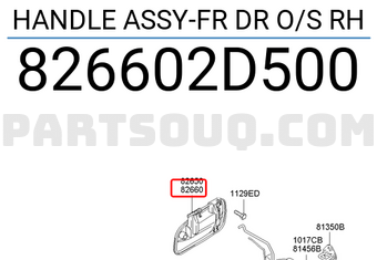 Hyundai / KIA 826602D500 HANDLE ASSY-FR DR O/S RH