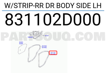 Hyundai / KIA 831102D000 W/STRIP-RR DR BODY SIDE LH
