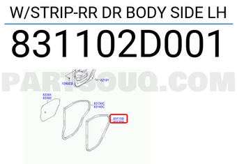 Hyundai / KIA 831102D001 W/STRIP-RR DR BODY SIDE LH