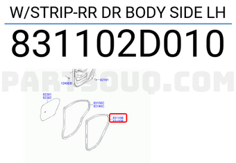 Hyundai / KIA 831102D010 W/STRIP-RR DR BODY SIDE LH