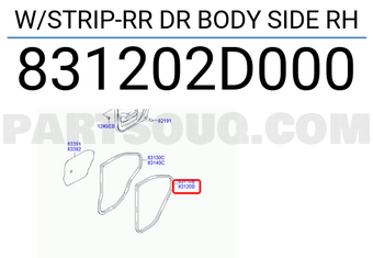 Hyundai / KIA 831202D000 W/STRIP-RR DR BODY SIDE RH