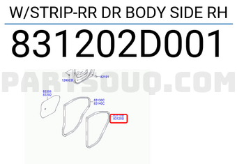 Hyundai / KIA 831202D001 W/STRIP-RR DR BODY SIDE RH