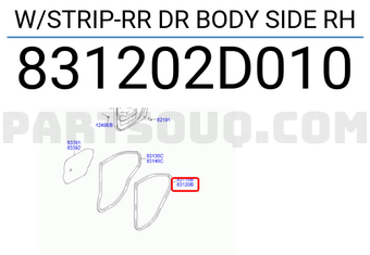 Hyundai / KIA 831202D010 W/STRIP-RR DR BODY SIDE RH