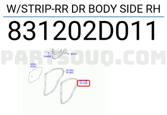 Hyundai / KIA 831202D011 W/STRIP-RR DR BODY SIDE RH