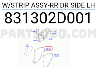 Hyundai / KIA 831302D001 W/STRIP ASSY-RR DR SIDE LH