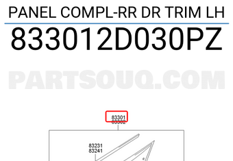 Hyundai / KIA 833012D030PZ PANEL COMPL-RR DR TRIM LH