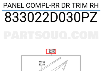 Hyundai / KIA 833022D030PZ PANEL COMPL-RR DR TRIM RH