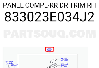 Hyundai / KIA 833023E034J2 PANEL COMPL-RR DR TRIM RH