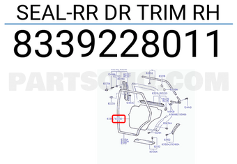 Hyundai / KIA 8339228011 SEAL-RR DR TRIM RH