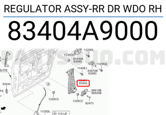Hyundai / KIA 83404A9000 REGULATOR ASSY-RR DR WDO RH