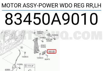Hyundai / KIA 83450A9010 MOTOR ASSY-POWER WDO REG RR,LH