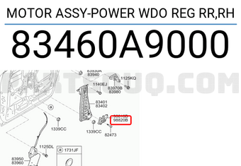 Hyundai / KIA 83460A9000 MOTOR ASSY-POWER WDO REG RR,RH