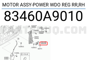 Hyundai / KIA 83460A9010 MOTOR ASSY-POWER WDO REG RR,RH