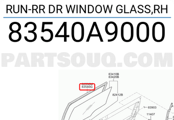 Hyundai / KIA 83540A9000 RUN-RR DR WINDOW GLASS,RH