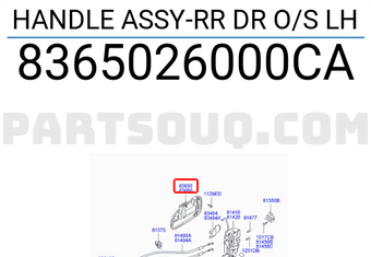 Hyundai / KIA 8365026000CA HANDLE ASSY-RR DR O/S LH