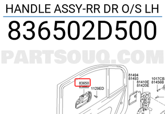 Hyundai / KIA 836502D500 HANDLE ASSY-RR DR O/S LH