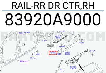 Hyundai / KIA 83920A9000 RAIL-RR DR CTR,RH