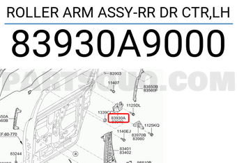 Hyundai / KIA 83930A9000 ROLLER ARM ASSY-RR DR CTR,LH