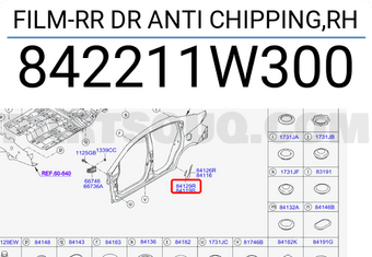 Hyundai / KIA 842211W300 FILM-RR DR ANTI CHIPPING,RH