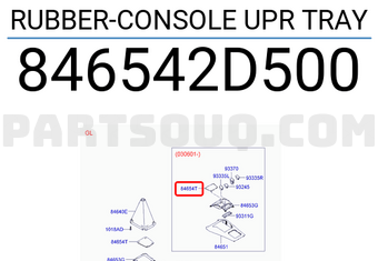 Hyundai / KIA 846542D500 RUBBER-CONSOLE UPR TRAY