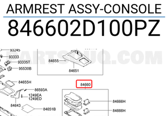 Hyundai / KIA 846602D100PZ ARMREST ASSY-CONSOLE