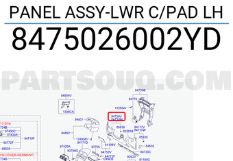 Hyundai / KIA 8475026002YD PANEL ASSY-LWR C/PAD LH