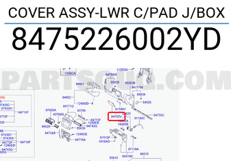Hyundai / KIA 8475226002YD COVER ASSY-LWR C/PAD J/BOX