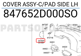 Hyundai / KIA 847652D000SO COVER ASSY-C/PAD SIDE LH