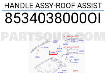 Hyundai / KIA 8534038000OI HANDLE ASSY-ROOF ASSIST