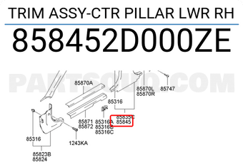 Hyundai / KIA 858452D000ZE TRIM ASSY-CTR PILLAR LWR RH