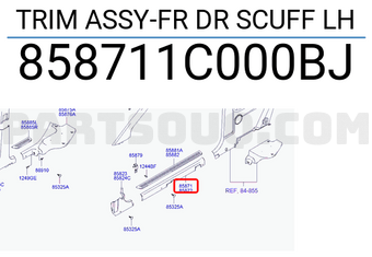 Hyundai / KIA 858711C000BJ TRIM ASSY-FR DR SCUFF LH