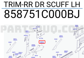 Hyundai / KIA 858751C000BJ TRIM-RR DR SCUFF LH