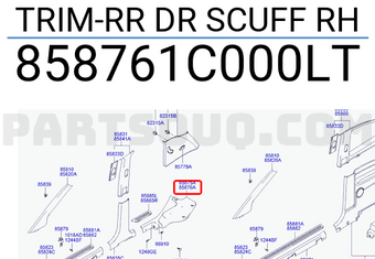 Hyundai / KIA 858761C000LT TRIM-RR DR SCUFF RH