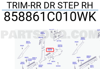 Hyundai / KIA 858861C010WK TRIM-RR DR STEP RH