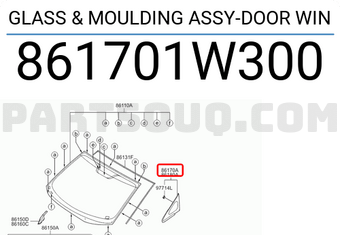 Hyundai / KIA 861701W300 GLASS & MOULDING ASSY-DOOR WIN
