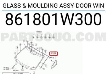 Hyundai / KIA 861801W300 GLASS & MOULDING ASSY-DOOR WIN