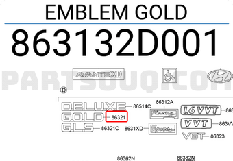 Hyundai / KIA 863132D001 EMBLEM GOLD