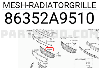 Hyundai / KIA 86352A9510 MESH-RADIATORGRILLE
