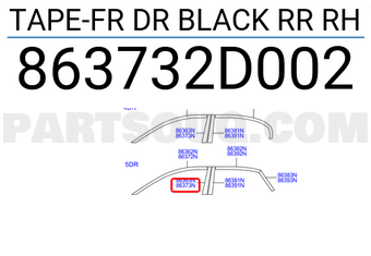 Hyundai / KIA 863732D002 TAPE-FR DR BLACK RR RH