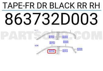 Hyundai / KIA 863732D003 TAPE-FR DR BLACK RR RH