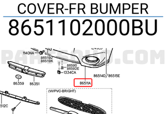 Hyundai / KIA 8651102000BU COVER-FR BUMPER