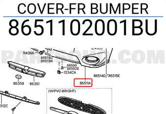 Hyundai / KIA 8651102001BU COVER-FR BUMPER