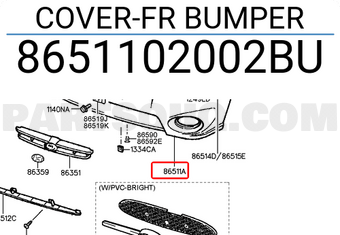 Hyundai / KIA 8651102002BU COVER-FR BUMPER