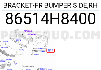 Hyundai / KIA 86514H8400 BRACKET-FR BUMPER SIDE,RH