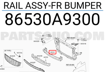 Hyundai / KIA 86530A9300 RAIL ASSY-FR BUMPER