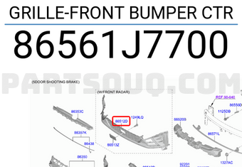 Hyundai / KIA 86561J7700 GRILLE-FRONT BUMPER CTR