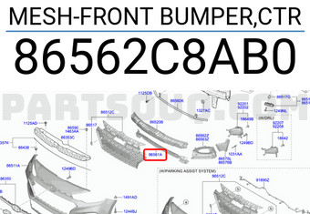 MESH-FRONT BUMPER,CTR 86562C8AB0 | Hyundai / KIA Parts
